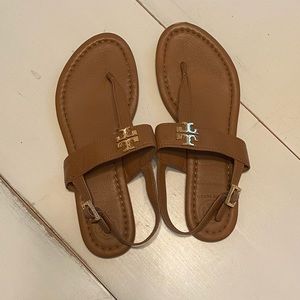 Tory Burch Brown T-Strap Sandals, 7.5